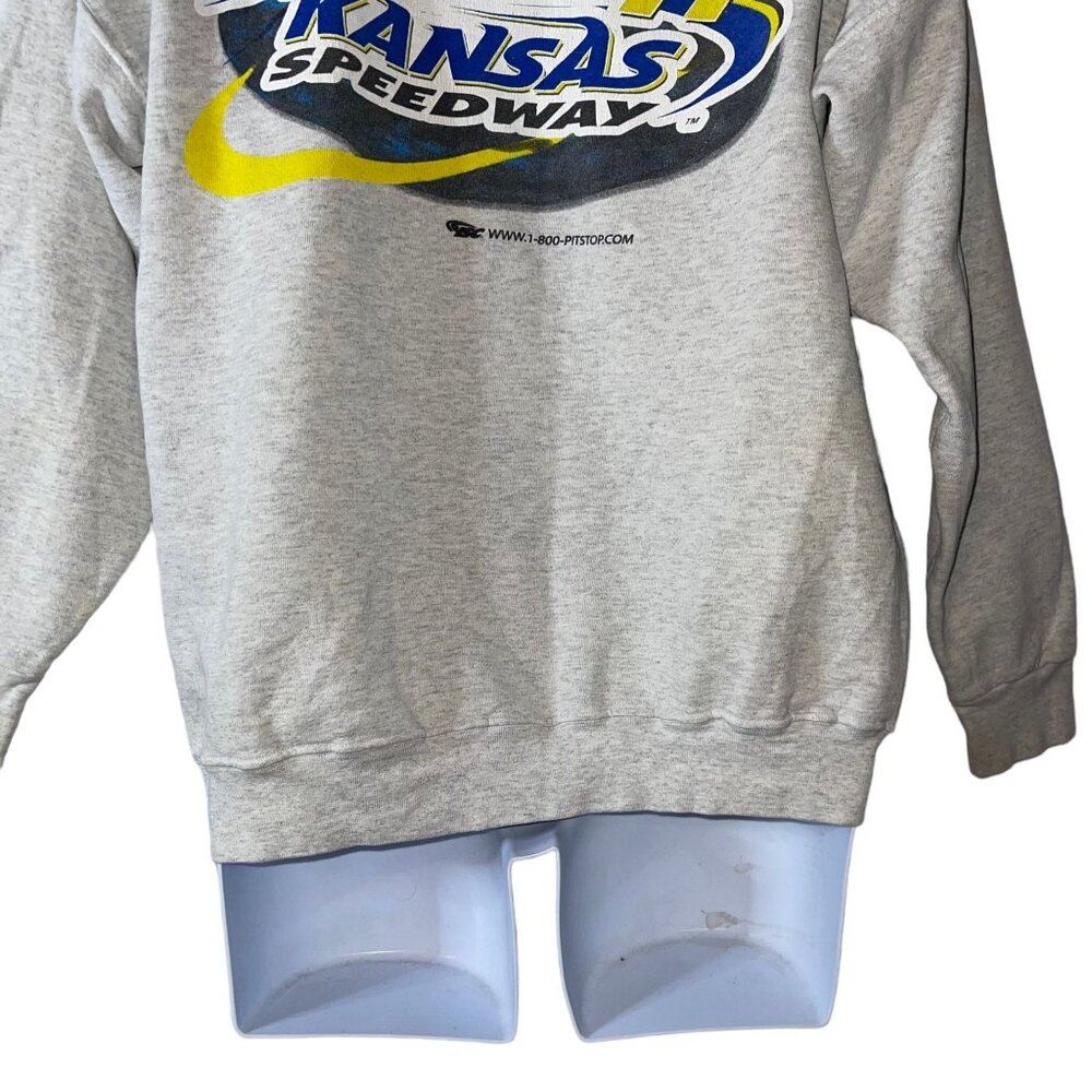 Rare Vintage ISC Kansas Speedway Sweeatshirt Mens L Made USA Well Worn Gray - Picture 9 of 11